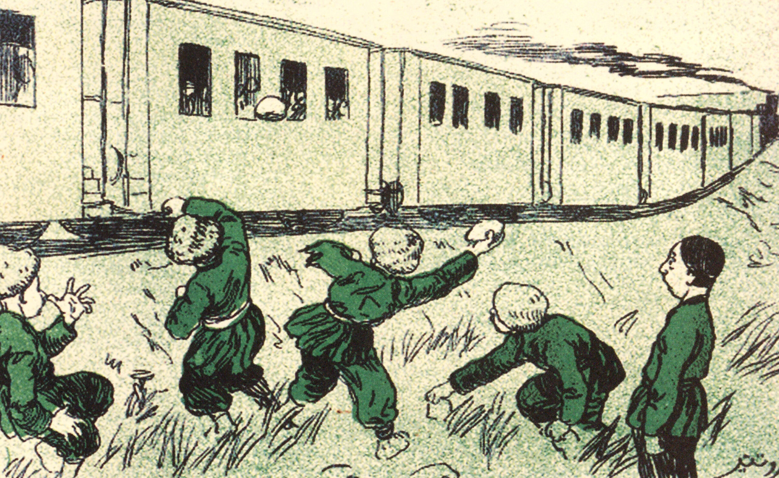 Boys Throw Rocks at Trains
