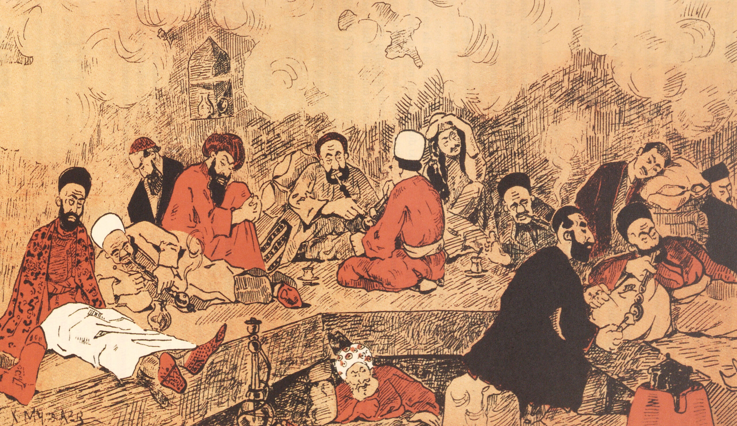 Men Smoke away the Night